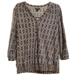 LUCKY BRAND Live in Love Blouse 3/4 Sleeve